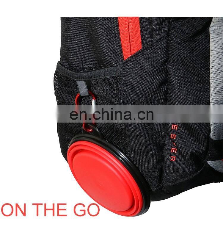 Food Grade Unbreakable Stocked Colorful Collapsible Pet Dog Bowl With Hook,Mountaineering buckle dog bowl