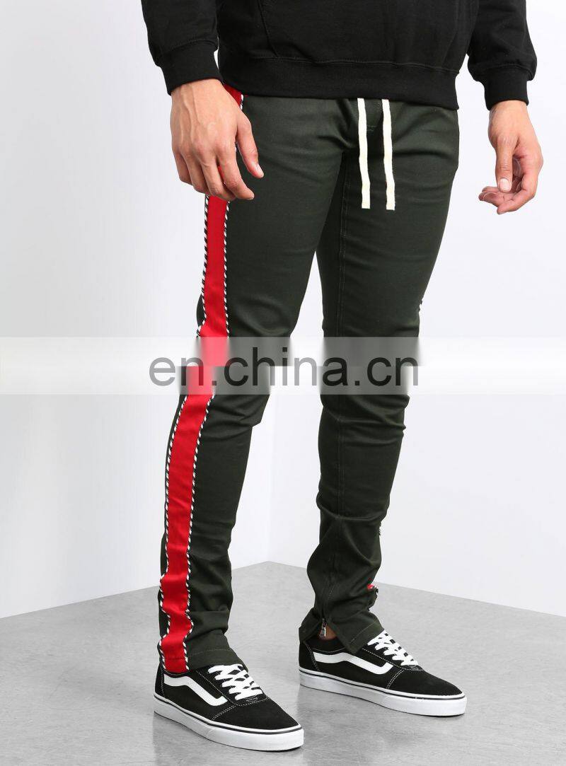 DiZNEW 2019 USA skinny design black and red polyester striped track pants