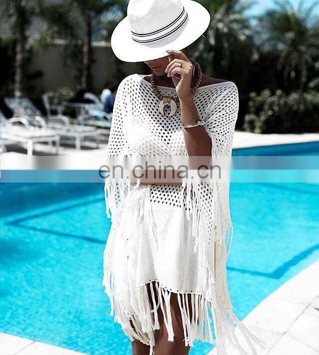 Tassel Woman Tunic Beach Dress Black Beachwear Swimsuit Swim Wear Dresses Womens Bathing Suit Cover Ups White Black V Style Sexy