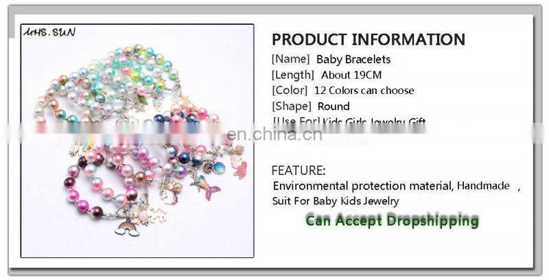 Children fairy tale bracelet Mermaid Unicorn Ice-cream Charms Girl Bracelet pendants 12Colors