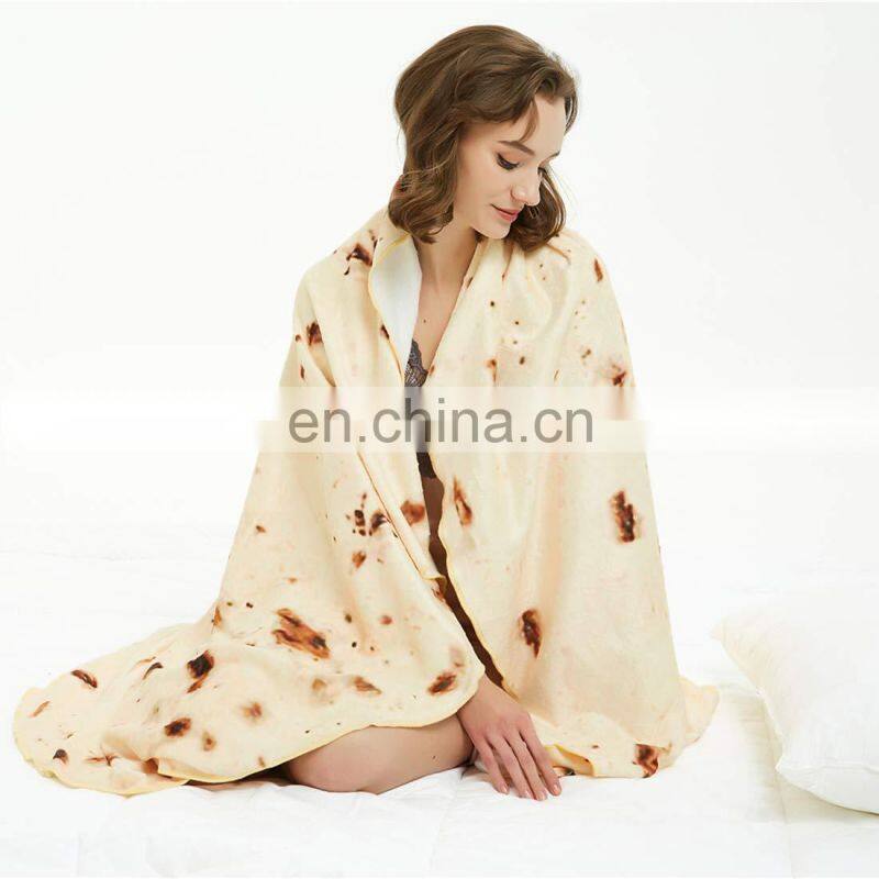 Mexican Pancakes Blanket Throw Blanket Flannel Fleece Burritos Tortilla Blanket
