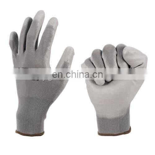 Blue orange pink gray pu coated gloves en388 4131 pu work gloves pu coating glove
