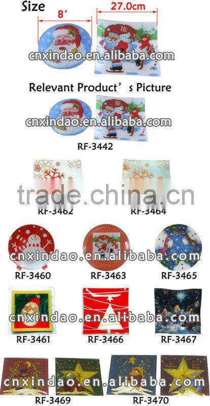 2016 Hot Sale Christmas Print Transparent Promotion Glass Pizza Plate for Daily Use
