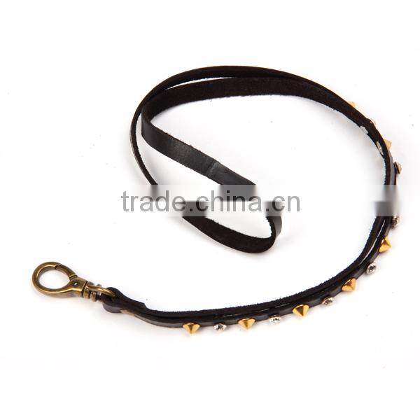 New arrival pu brown key holders strap hang around neck cheap custom leather key chain
