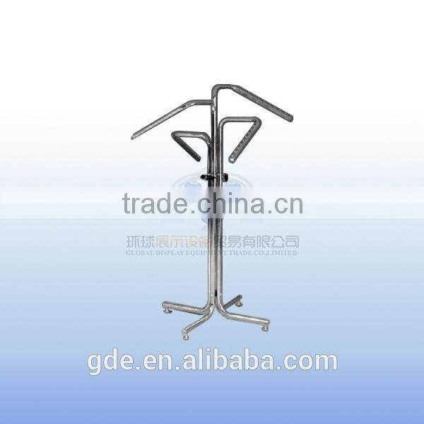 Metal four arms display garment rack with four wheels