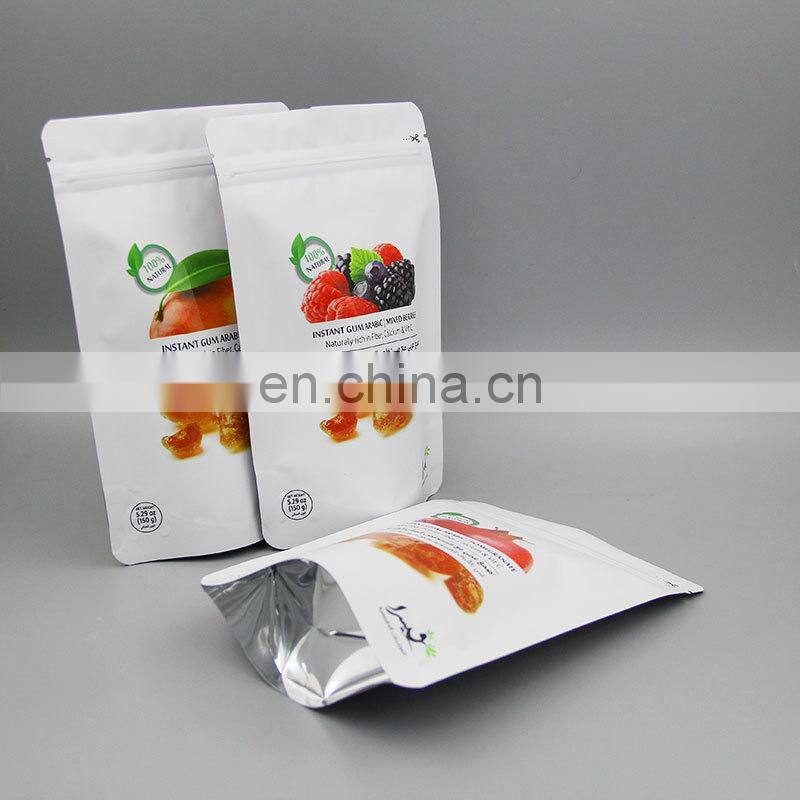 Custom printed White matte spice powder dried food package mylar bags with stand up resealable bags ziplock bag food