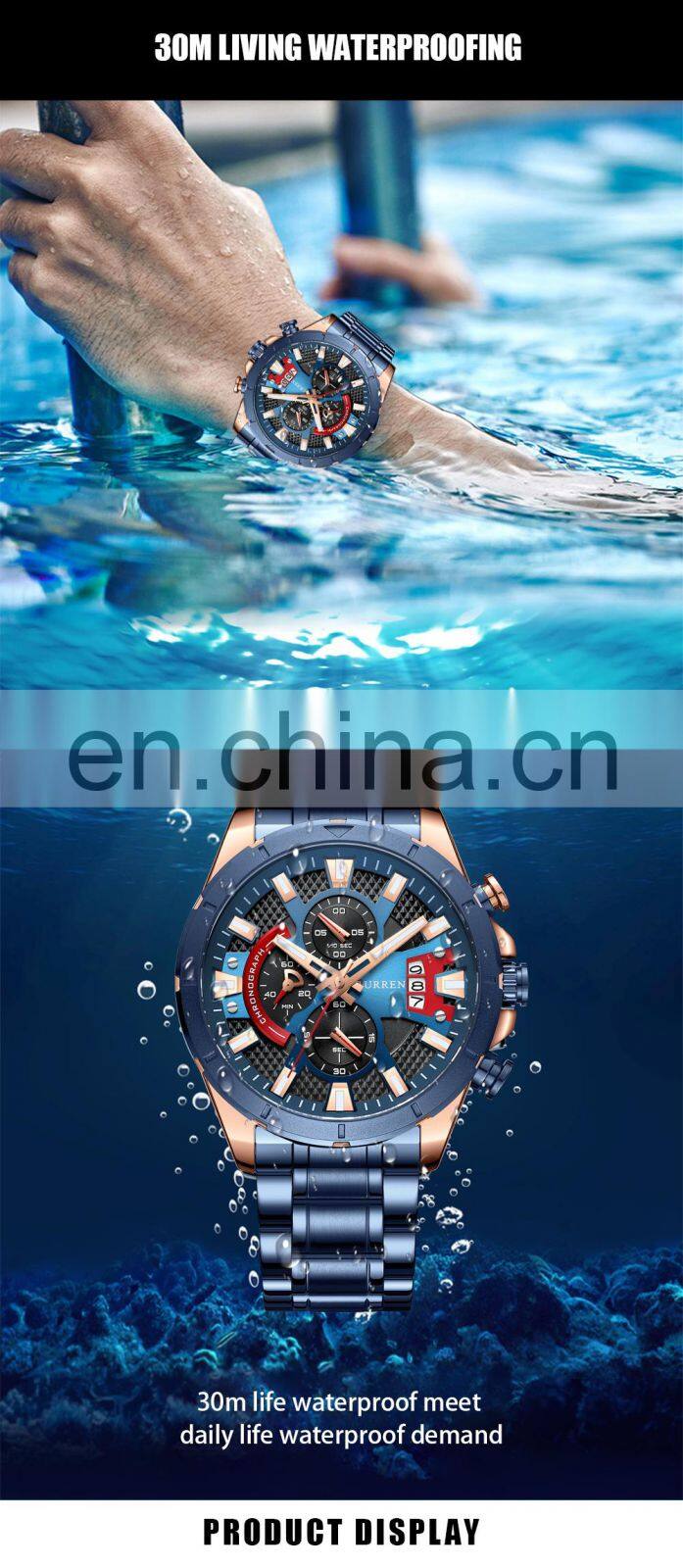 CURREN 8401 New Model Fashion Stainless Steel Men Quartz Watches Waterproof Men Wrist Watch