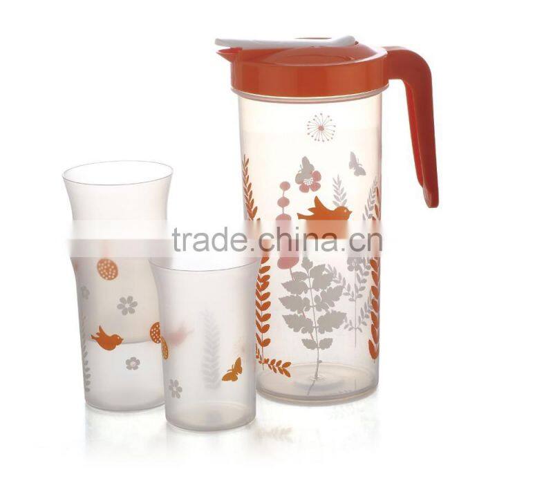 2.4L Plastic Water Jug with 4 cups plastic water pitcher water kettle