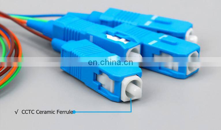 ftth fttx steel tube type fiber optic 1*2 plc sc splitter with sc upc connector