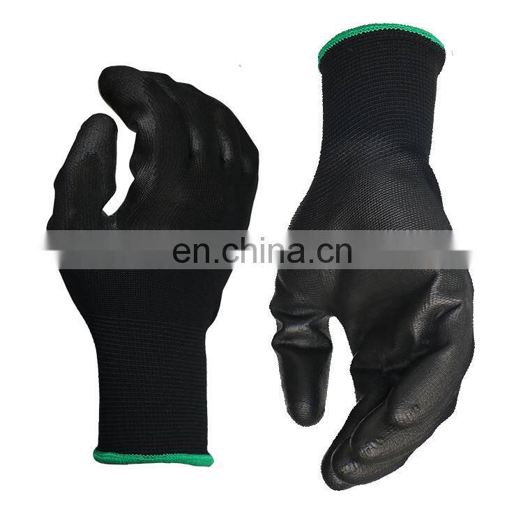 Black Protective PU Coated Safety Work Gloves for Industrial Hand Protection, Cleaning Work, Garden