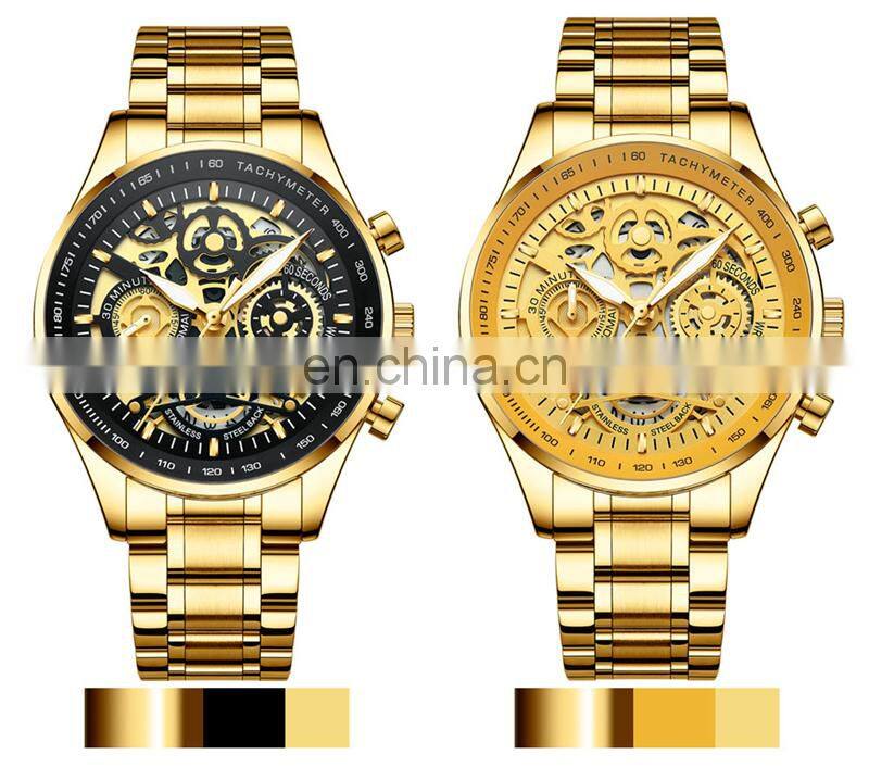 NIBOSI New Hollow Fashion Large Dial Men's Watch Multifunction Calendar Sports Watch Waterproof Quartz Watch