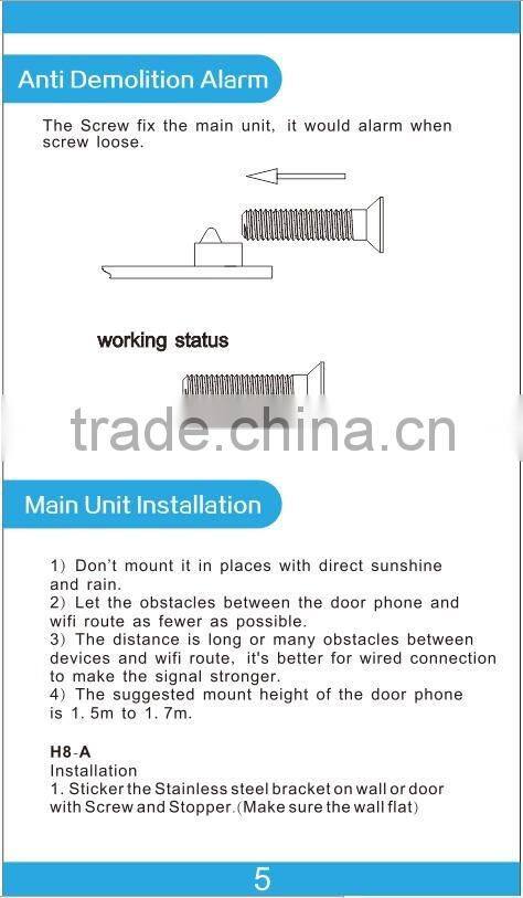 Winovatech smart bell hot sale smart home IP camera model H8 with android and ISO apps