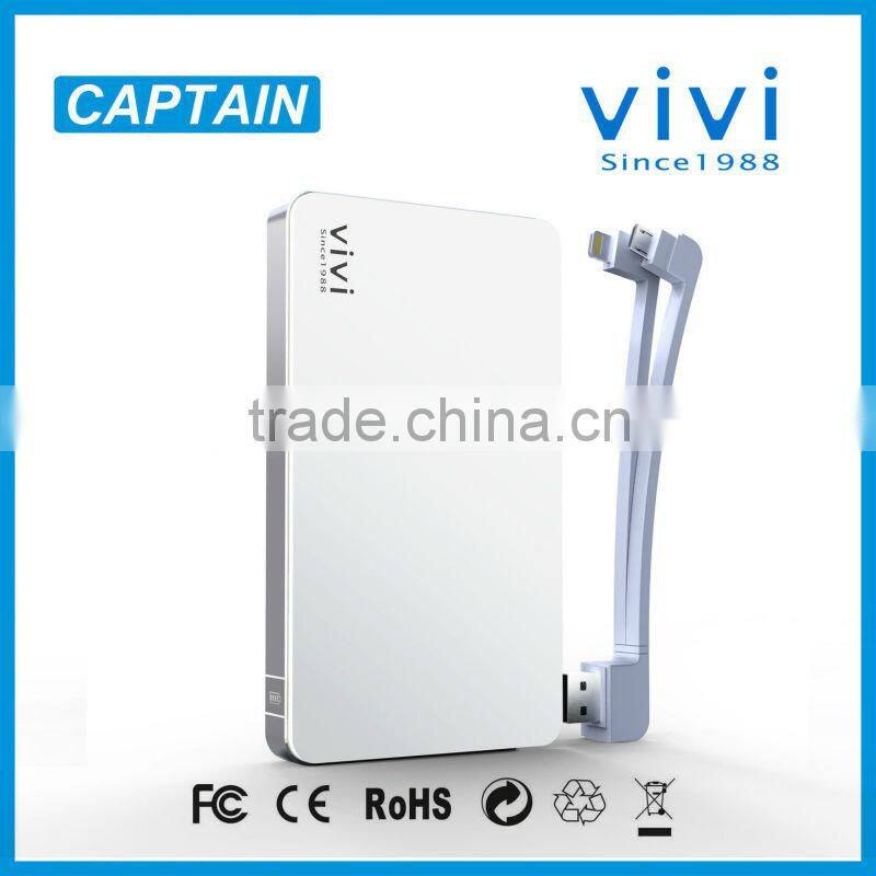 power booster dual usb cable detachable 8000mah 4 LED indicators for smartphone tablets ROHS CE FCC