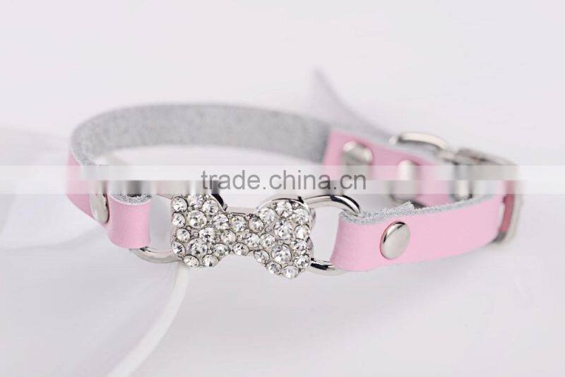 Wholesale diamond bone leather pet collar creative dog collars