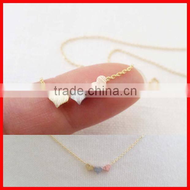 plain pure silver 925 sterling silver two layer long bar triangle silver necklace