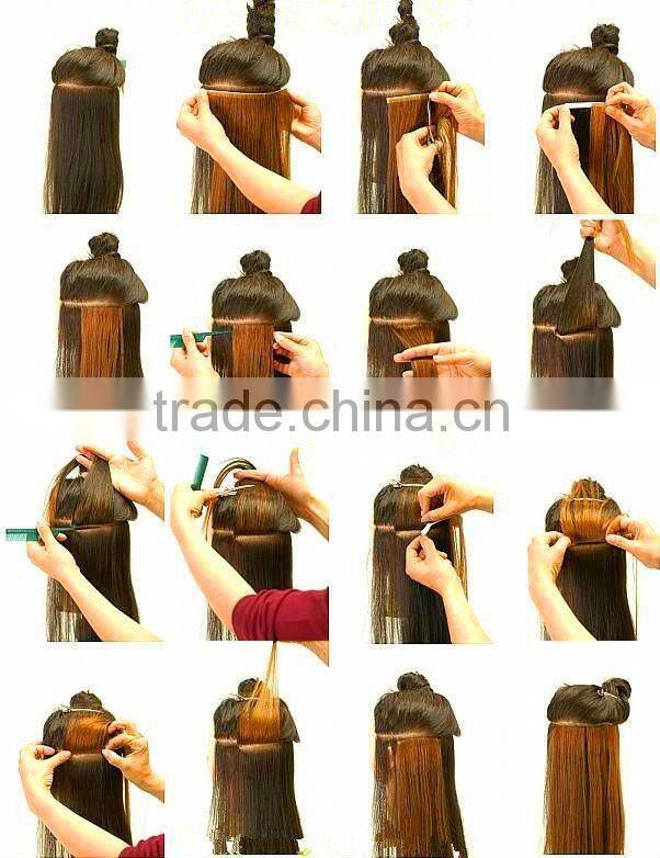 Top Quality PU Skin Hair Weft/Brazilian Remy Tape Hair Extension