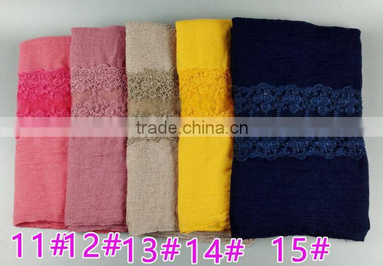 Top Quality Long Cotton Plain Fashion Women Lace Shawl
