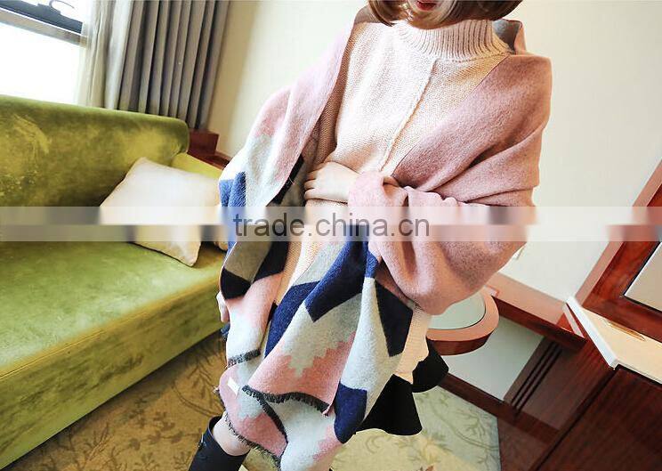 Wholesale New Winter Warm Fashion Plaid Pashmina Woman Acrylic Shawl