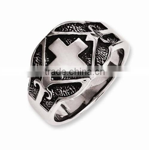 Stainless Steel Antiqued Lion Ring