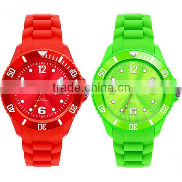 2015 Hot Japan quartz movt alloy case Colorful Silicon Watch