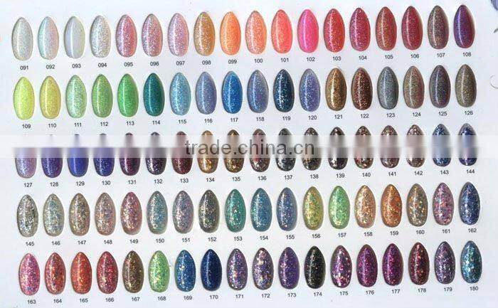 new arrival glitter Color soak off gel polish/LED UV soak off nail gel polish(15ML)