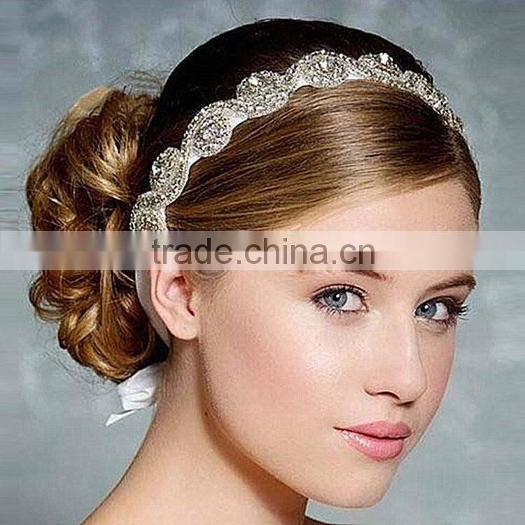 Fancy Decoration custom elegant wedding dress accessories / fashion bridal tiara / wholesale crystal pearl rhinestone waistband