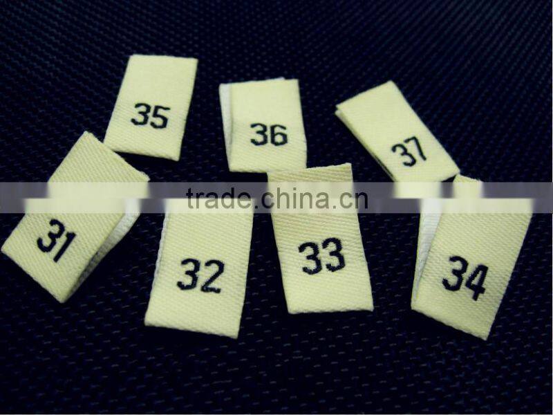factory directly free design & custom white stain cotton woven size label for shirt