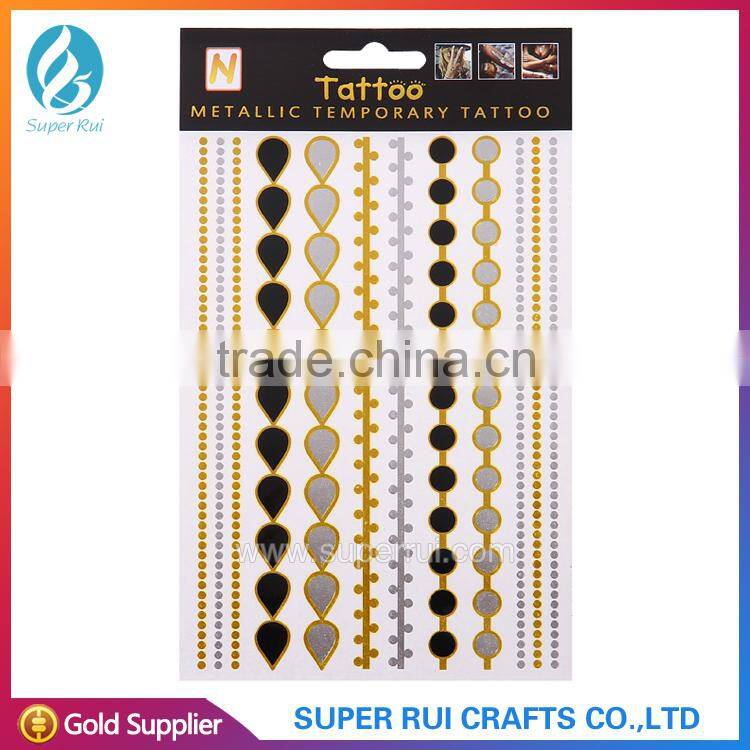 Popular and High quality gold foil flash tattoo sticker for body art