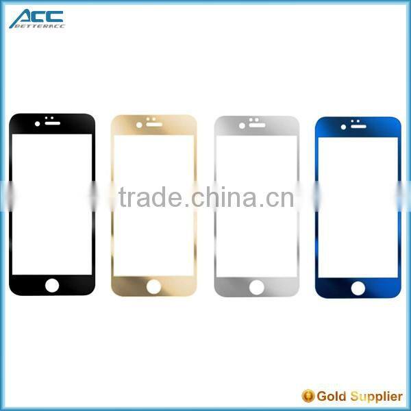 2015 new arrived hot selling factory cheap metallic plating color tempered glass screen protector for iPhone 6 6Plus
