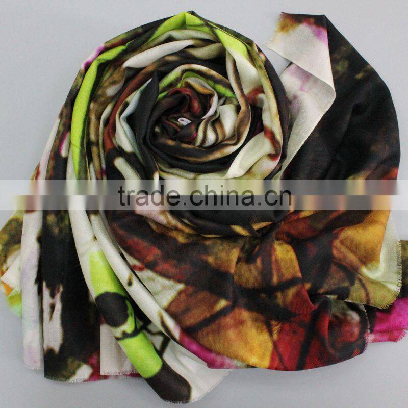 fashion multicolor 100% wool pashmina scarf