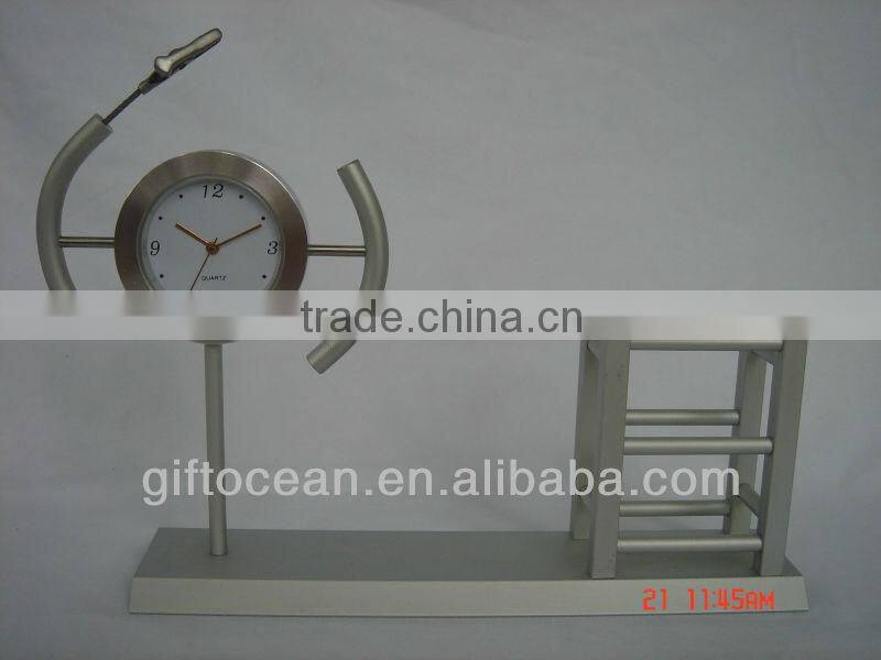 aluminium metal art crafts gift table carriage clocks with penholder