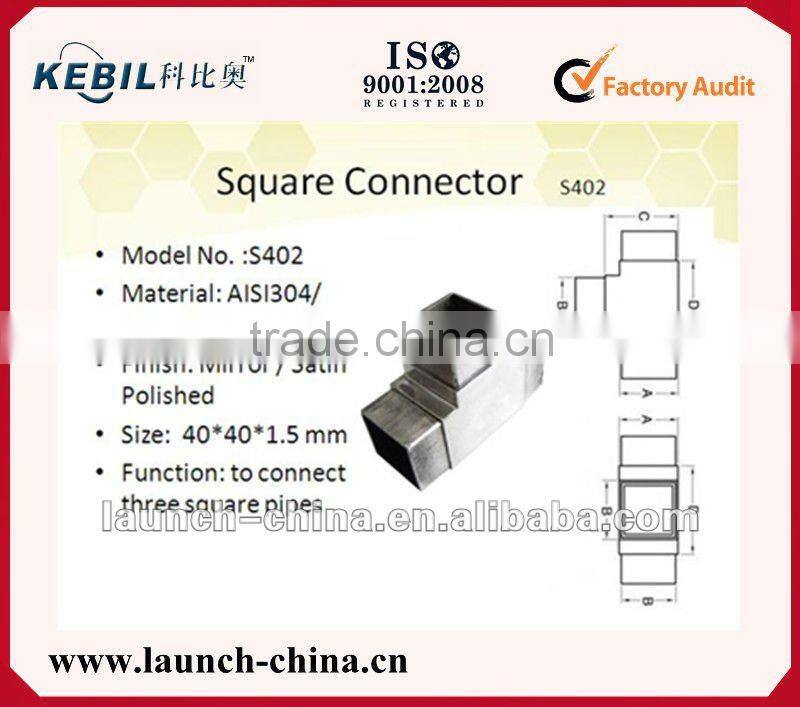 stainless steel 4 way square tube connector 40mm