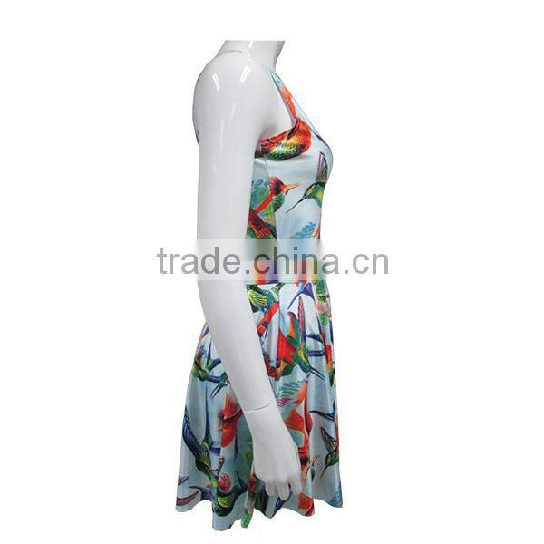 one piece girls party dresses digital printing dresses