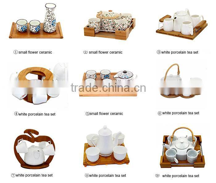 2015 HOT SELLNG Small Ceramic Teapot with cups and bamboo tray