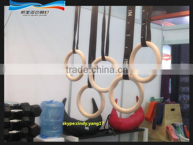 Hot Selling Wooden Gym gymnastic Ring with Strap