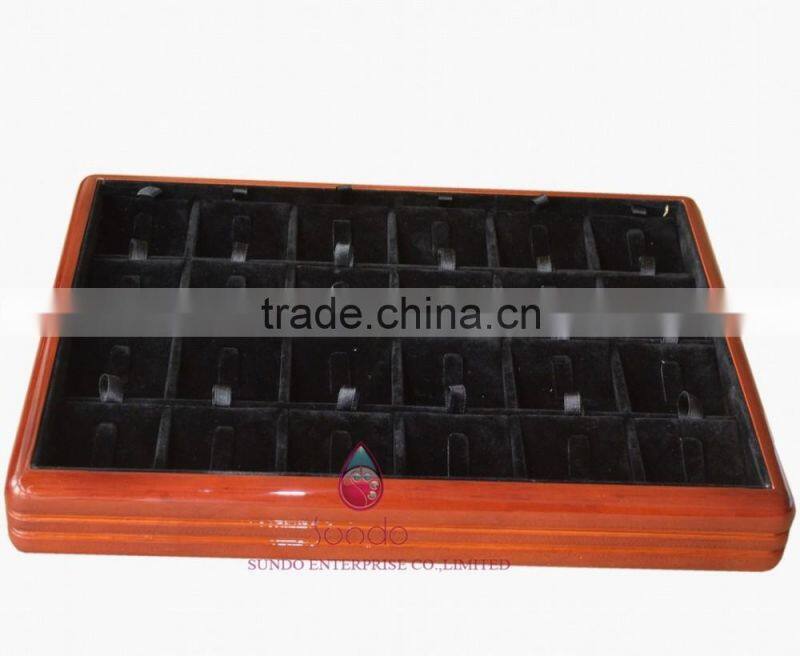 High-end glossy stackable wooden jewelry display tray
