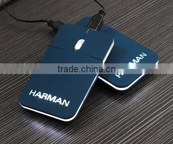 Flat LED Light Up Wired Mouse