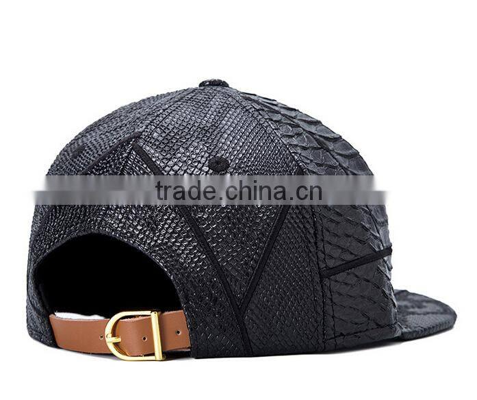 Manufacturer custom hip hop black leather snapback caps hats