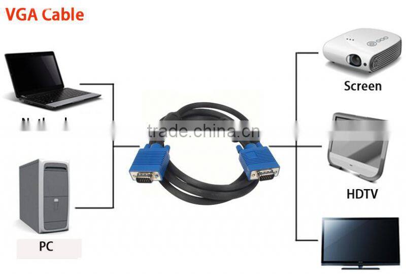 Black parallel to VGA to vga cable For Monitor PC Projector and HDTV