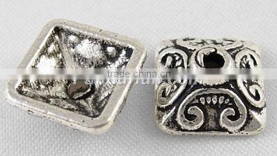 Tibetan Silver Caps, Lead Free,10mm wide, 10mm long, 5mm thick, hole: 2mm. (LF0893Y)