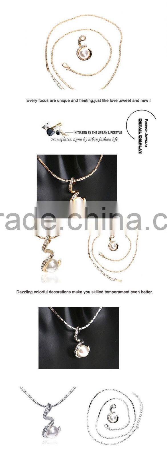 Fashion 18k Austrian Crystal Gold Plated Pearl Necklace For Women