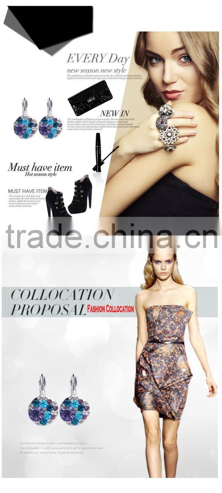 Mickey Mouse Gold Dangle Crystal Earrings