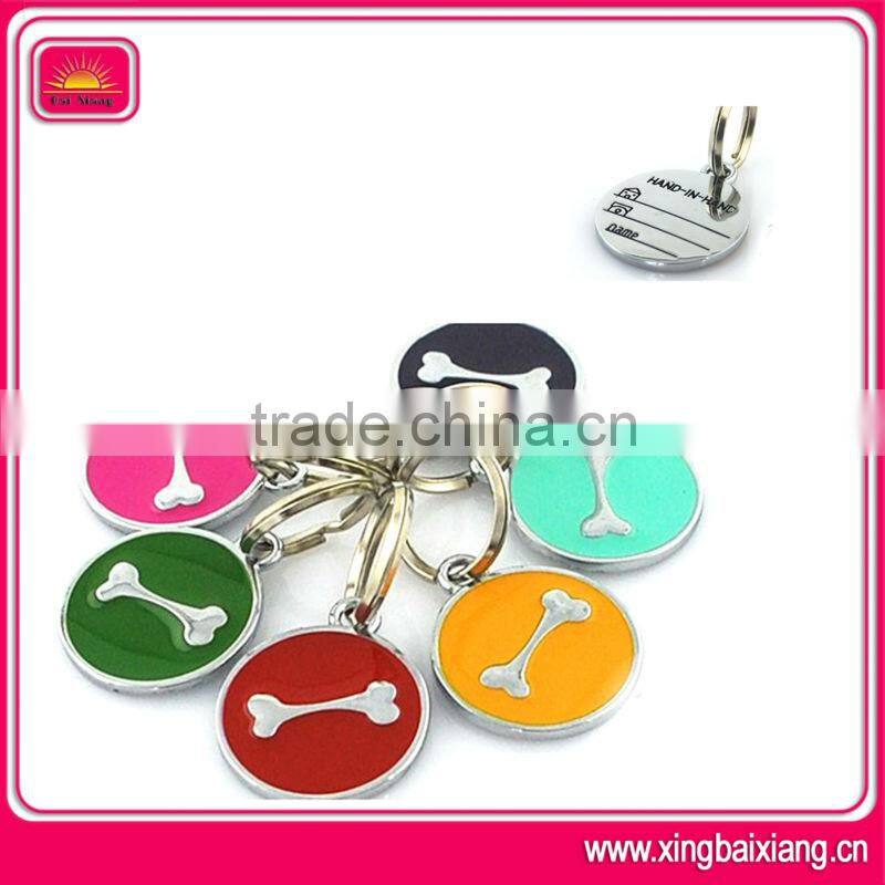 Shiny bone shaped dog pet tag with diamond