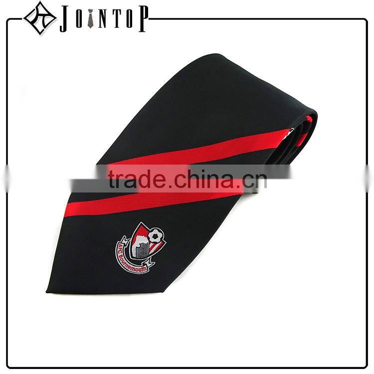 New style natural silk binding red black stripe tie for boy