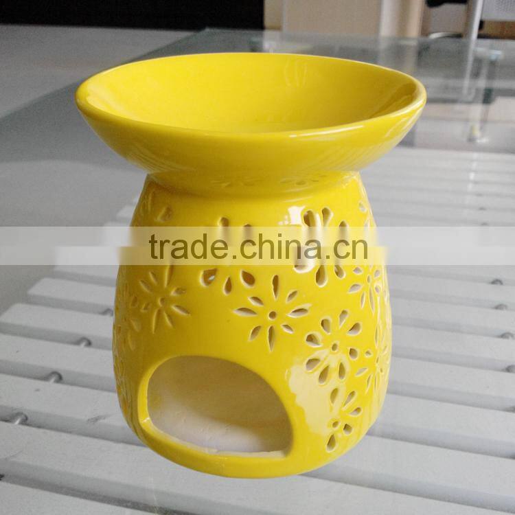 Unique shape ceramic aroma burner with bright color glaze