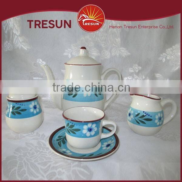 Wholesale tea sets, stoneware coffee and tea sets, ceramic handpainted tea set