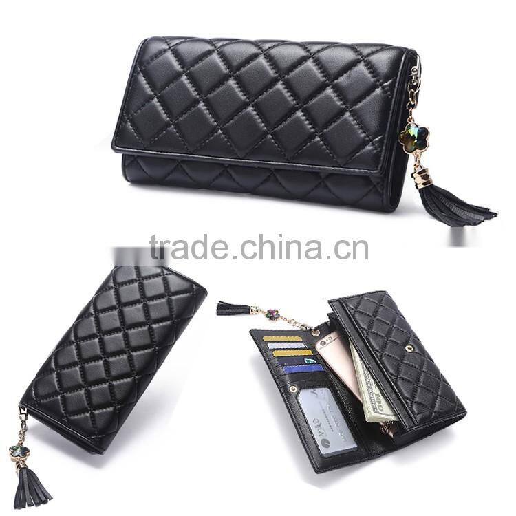 2016 alibaba classic tassels stylish low price black purse and wallets for girls