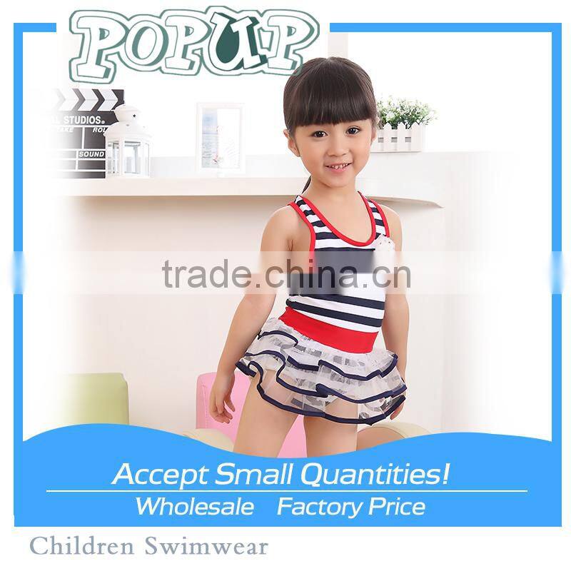 One Piece Stripe Baby Girl Lace Swimwear