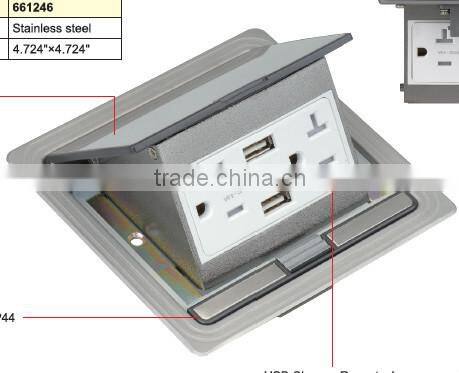 Square pop-up raised electrical outlets floor box