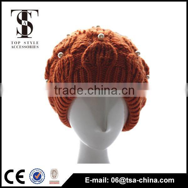 New design pearl hat factory wholesale orange cap